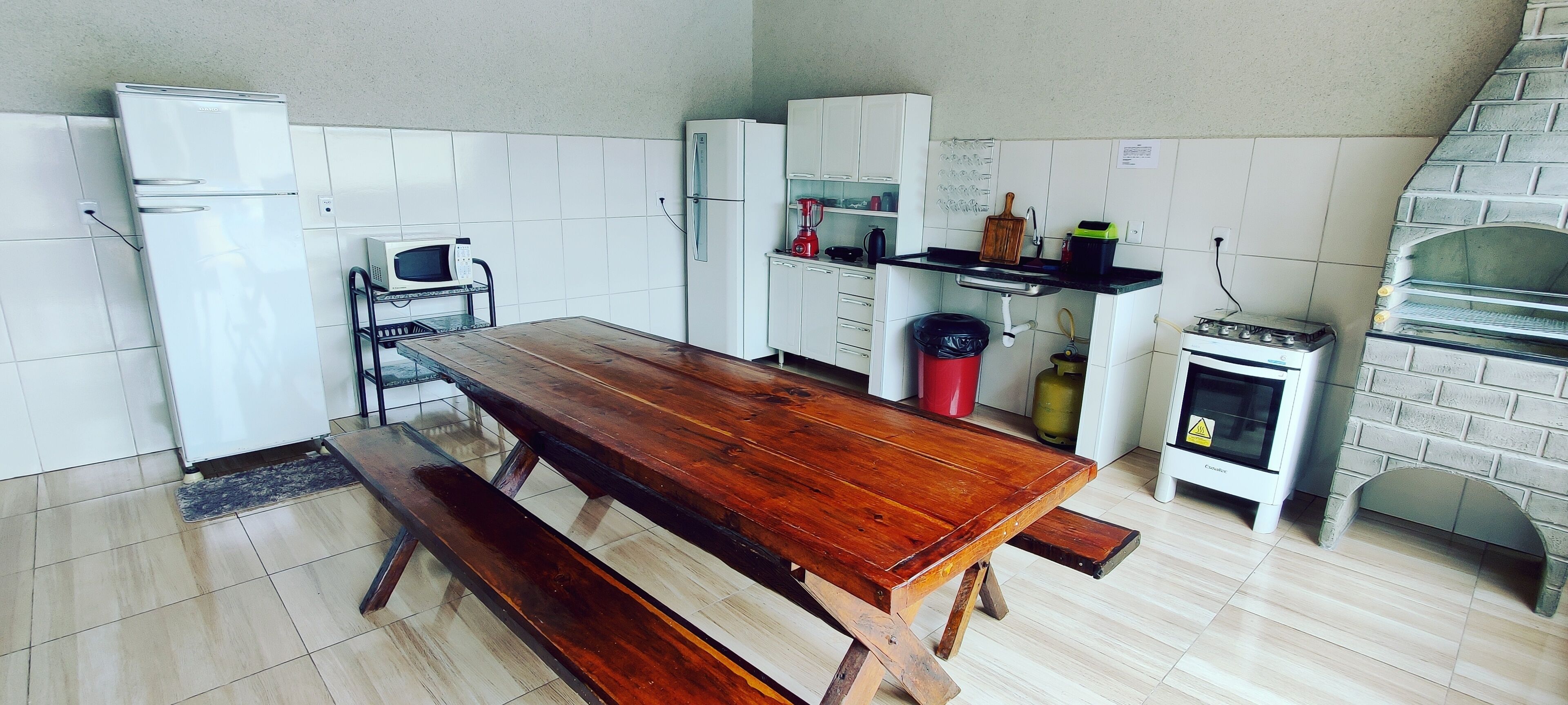 Fridge, microwave, oven, electric kettle