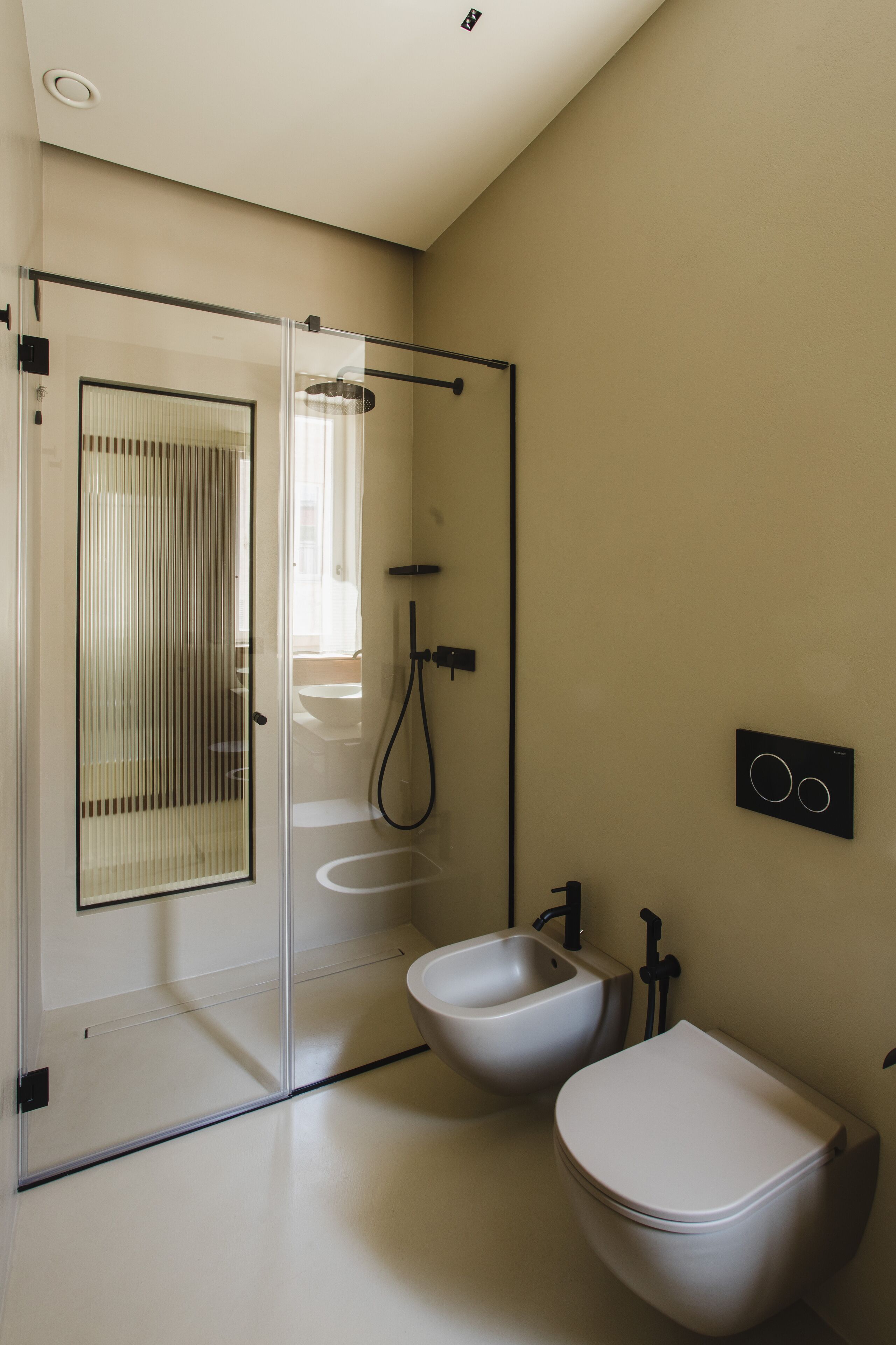 delux double or twin room | bathroom | shower, rainfall showerhead, hair dryer, slippers