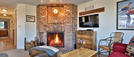 TV, fireplace, DVD player