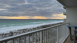 A balcony with a view of the beach and ocean. - Amazing Sunsets, Sugar White Sand, Gulf Front (Fort Walton Beach)