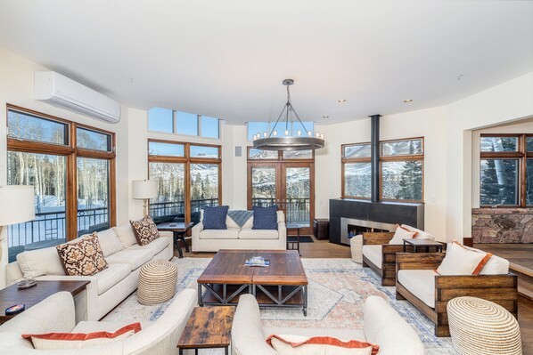 Smart TV, fireplace, video library, offices