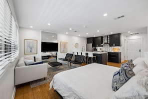 Memory-foam beds, iron/ironing board, WiFi, bed sheets
