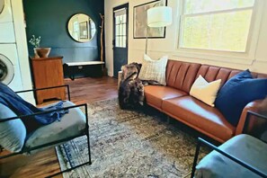 TV, caminetto, libri, monitor per computer