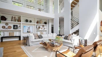 Smart TV, fireplace, video games, books