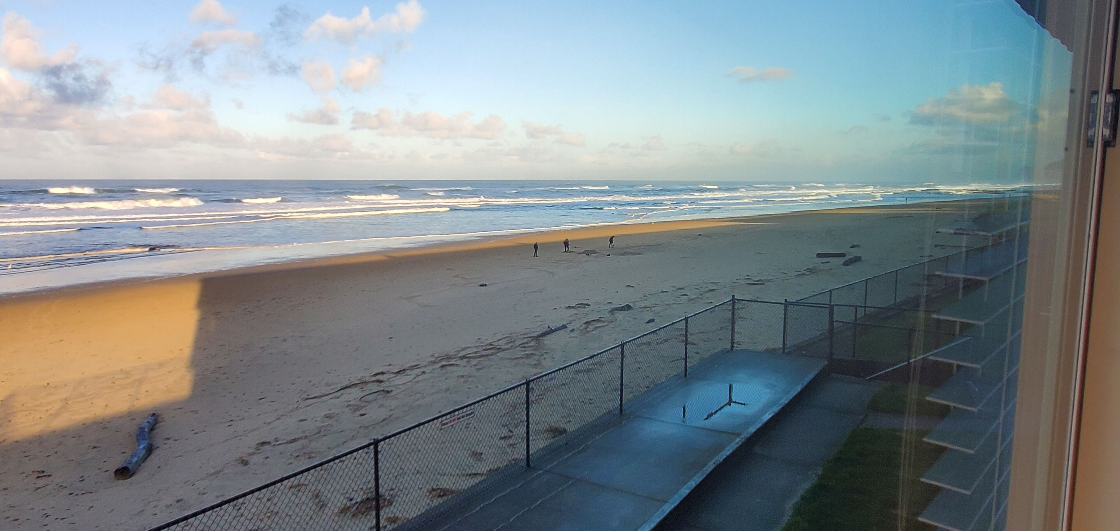 On the beach, sun-loungers, beach towels