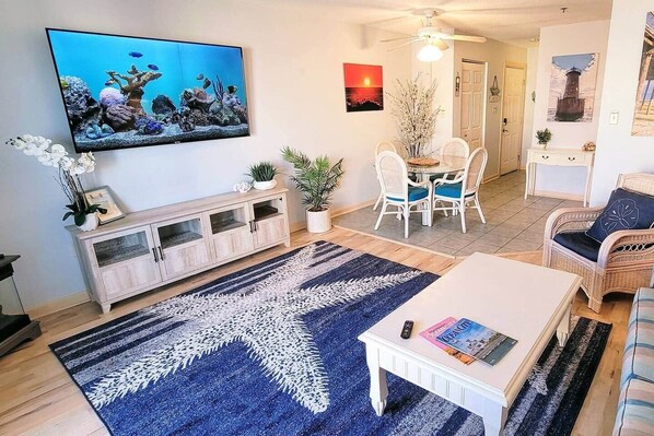 Smart TV, fireplace, table tennis