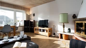 Fernseher, Kamin, Stereoanlage