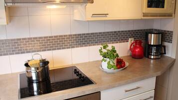 Kjøleskap, mikrobølgeovn, kokeplater og oppvaskmaskin