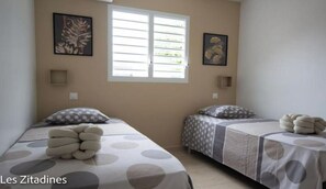 2 bedrooms, in-room safe, iron/ironing board, travel cot