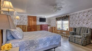 1 bedroom, desk, iron/ironing board, travel cot