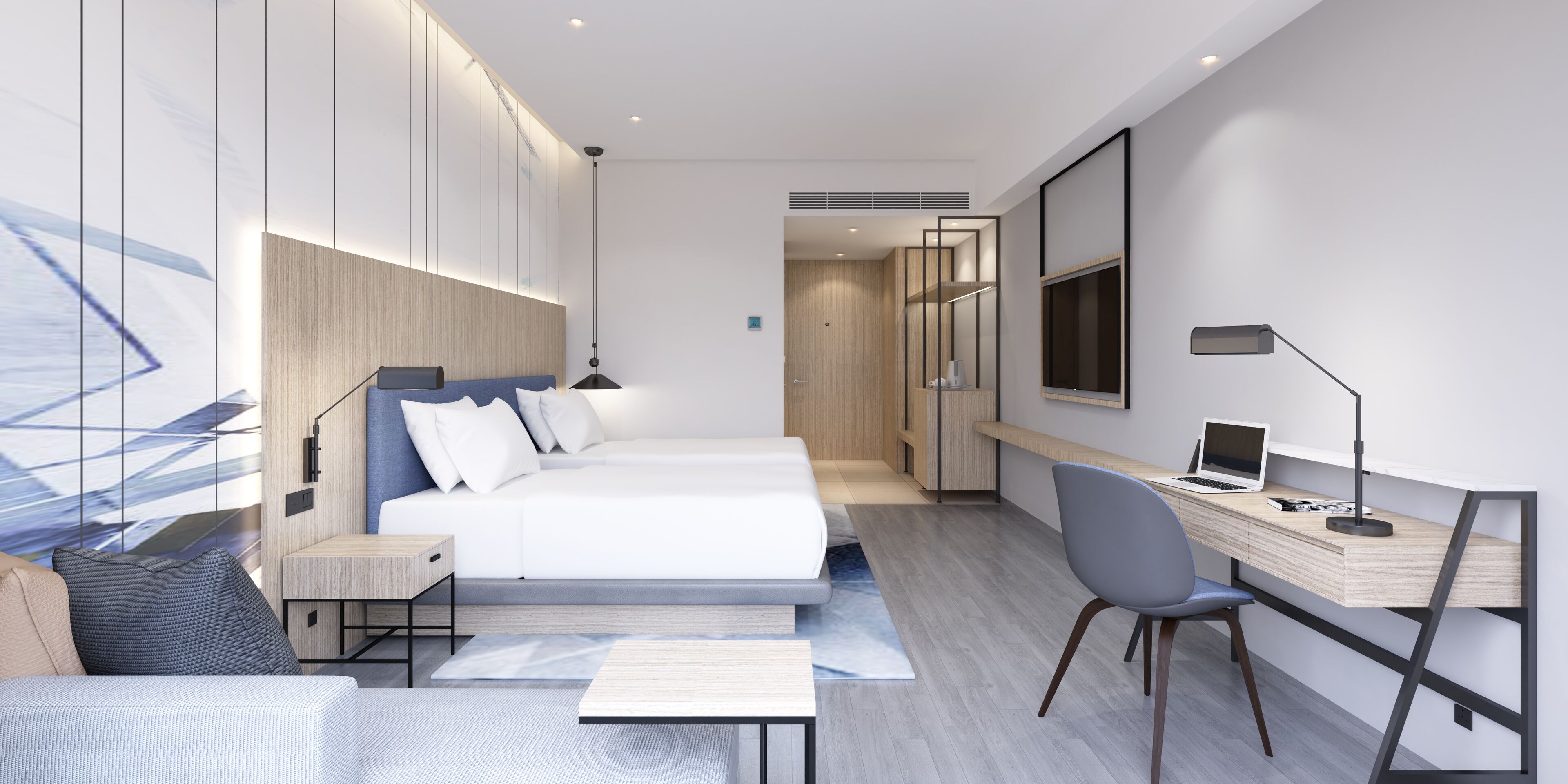 Minibar, caja de seguridad en la habitación y escritorio 