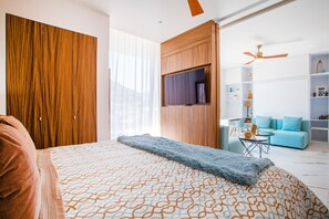 Blackout drapes, iron/ironing board, internet, bed sheets