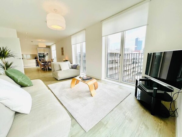TV, books, stereo, offices