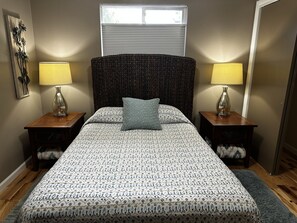 3 bedrooms, blackout curtains, iron/ironing board, travel cot