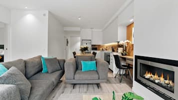TV, fireplace, offices