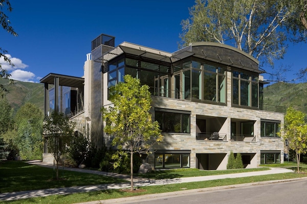 Summer Exterior view (from park with volleyball courts)