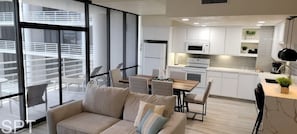 Fridge, microwave, oven, dishwasher