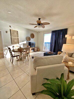 Smart TV, DVD player, books, video library