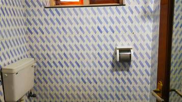 Dusche, Bidet, Handtücher, Seife