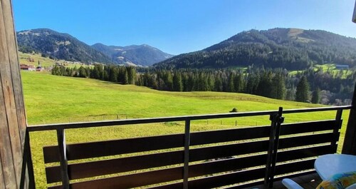 1-Zimmer- Appartment mit Bergblick an der Skipiste mit WLAN, Netflix, Prime