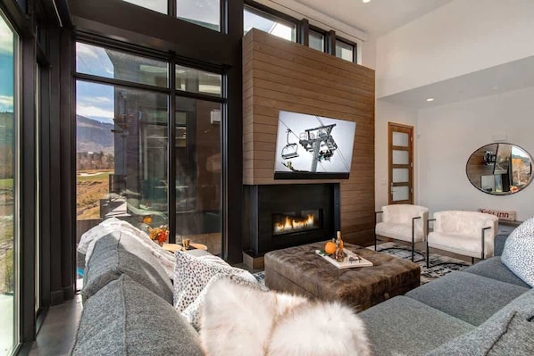 TV, fireplace, offices