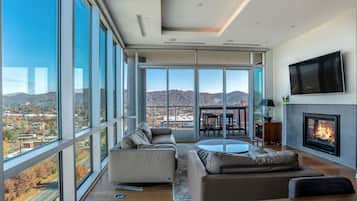 Televisión y chimenea