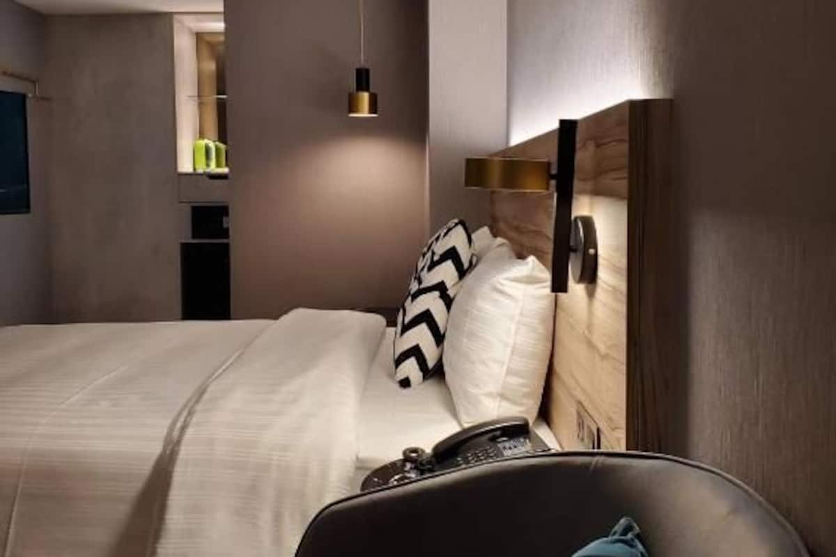 In-room safe, desk, laptop workspace, blackout drapes