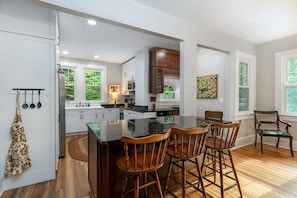 Fridge, microwave, oven, stovetop - Birdwood | Renovated Historic Montreat Home with Deck, Fire Pit & 2 Grills! (Montreat)