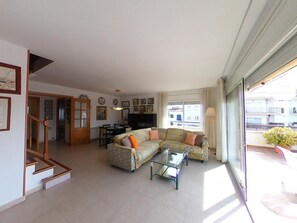 Apartment, 4 Bedrooms, Balcony, City View | Living area - Charming Sitges Apartment With Shared Pool & City Views (Sitges)