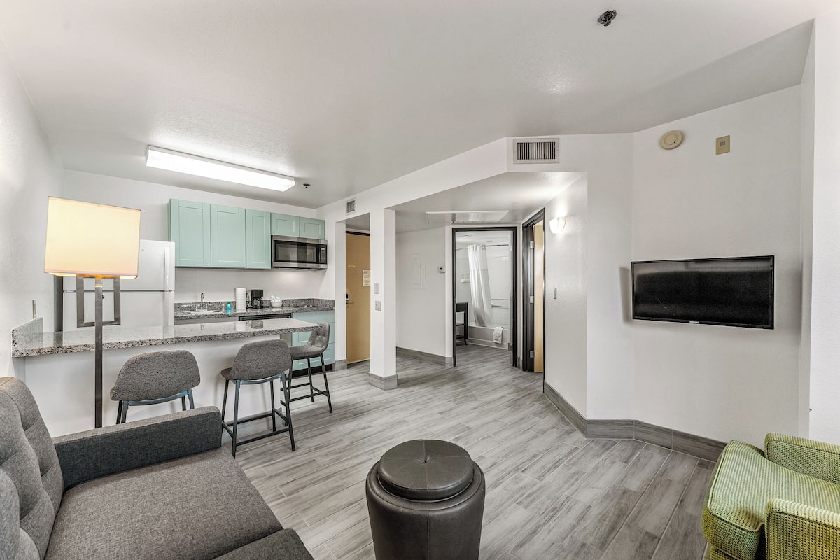 Basic Apartment, 1 King Bed with Sofa bed, Non Smoking, Air conditioning | Living area | 42-inch flat-screen TV with cable channels, TV