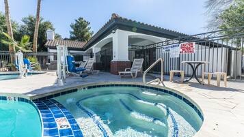 Outdoor pool, open 9:00 AM to 5:30 PM, sun loungers