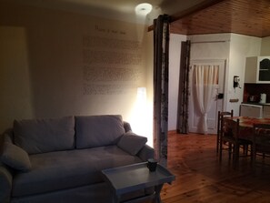 TV, caminetto, libri