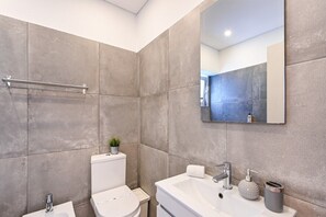 Bathtub, hair dryer, soap