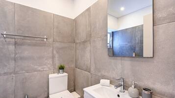 Bathtub, hair dryer, soap