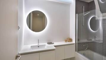 Bathtub, hair dryer