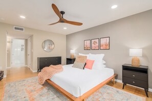 4 bedrooms, desk, iron/ironing board, travel cot