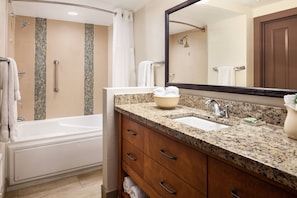 Combined shower/tub, hair dryer