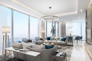 Suite Royal, 2 habitaciones, vistas al mar | Ropa de cama hipoalergénica, colchones viscoelásticos, caja fuerte