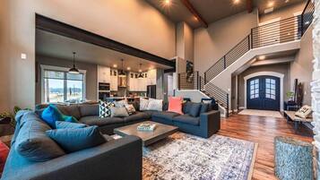 TV, fireplace, foosball, table tennis