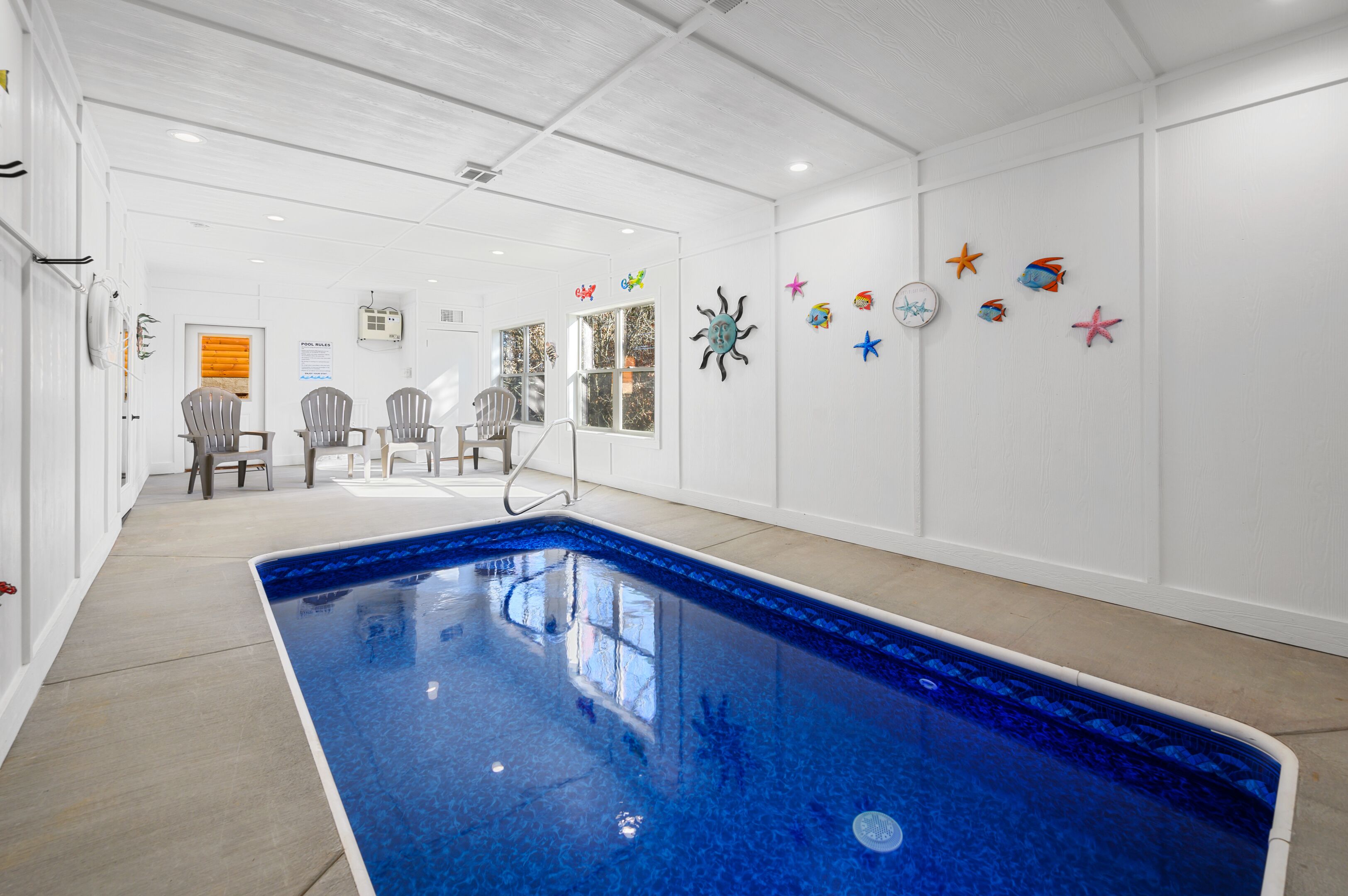 Private indoor heated pool — open 24/7, year-round