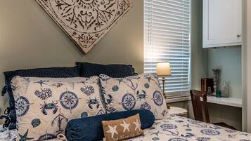 1 bedroom, desk, iron/ironing board, travel cot