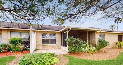 Dog-friendly, golf course view home with WiFi, AC, patio, pool, tennis, & gym