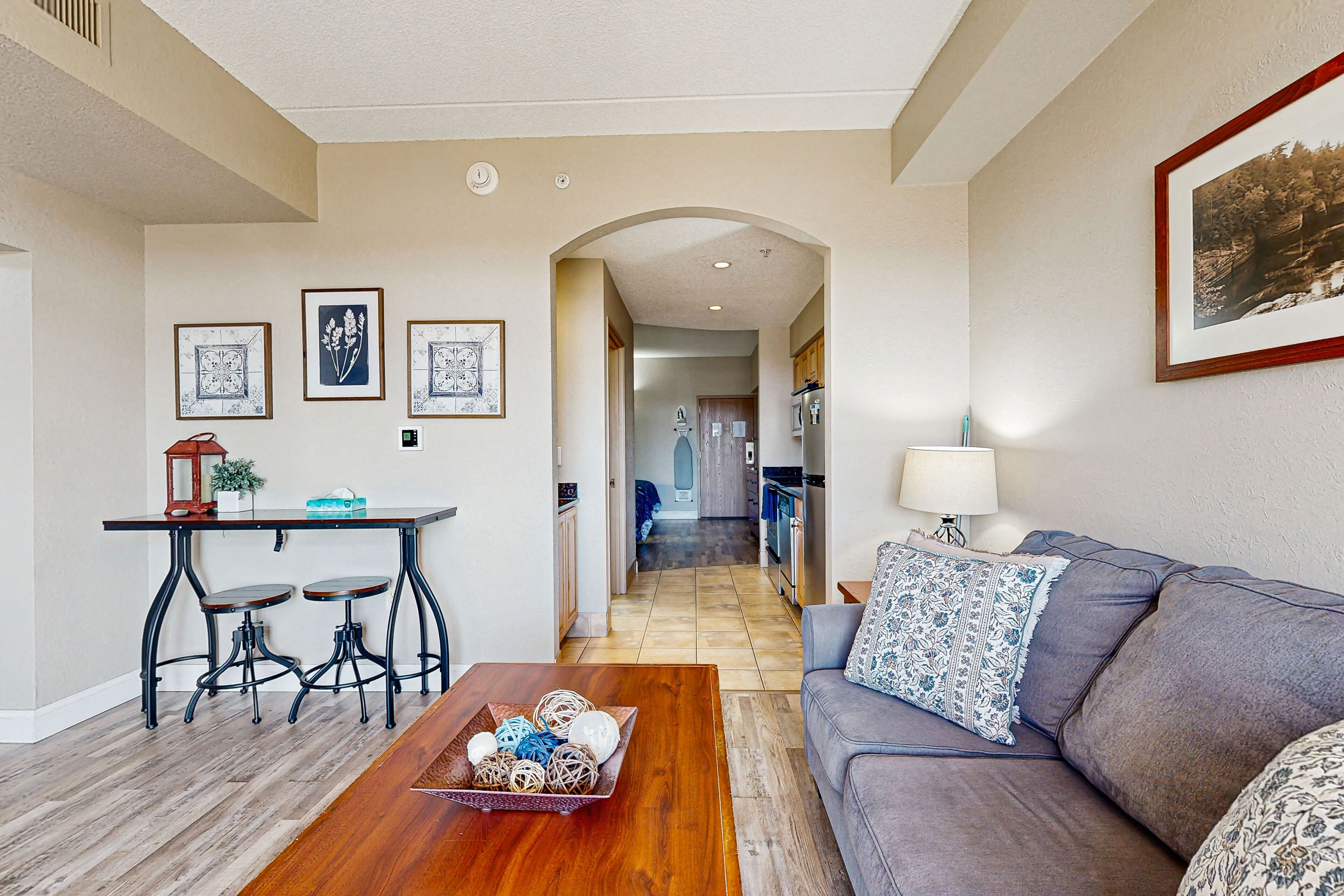 Televisión, chimenea y reproductor de DVD 