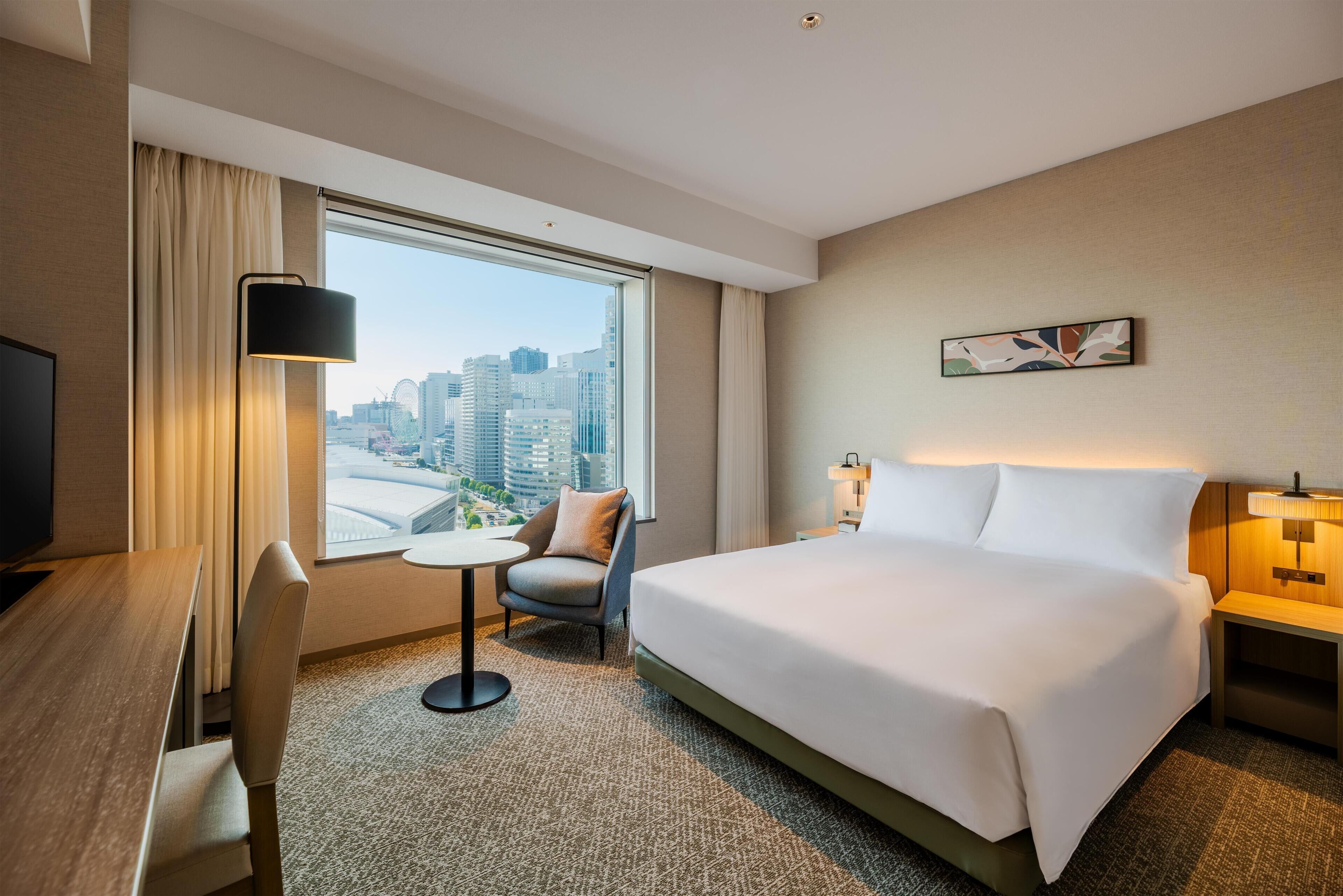 Down comforters, in-room safe, blackout drapes, bed sheets