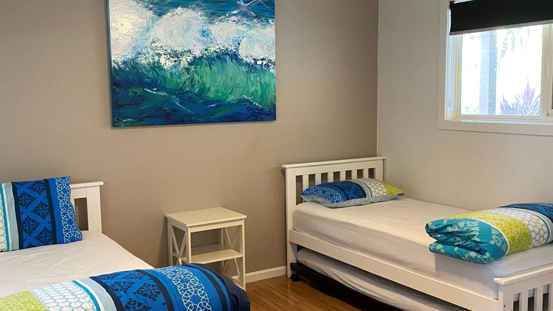 4 bedrooms, desk, iron/ironing board, travel cot