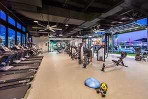 Stay fit and active with our fully equipped gym featuring treadmills, weight machines, and free weights.