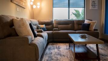 Smart TV, fireplace, stereo, printers