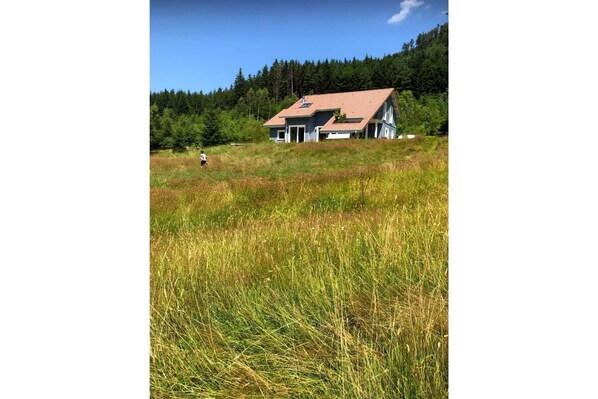 Exterior - Le Chalet Bleu. On the edge of the forest. Sleeps 7. (Allarmont)