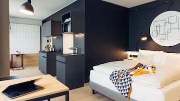 Studio | 1 bedroom, hypo-allergenic bedding, in-room safe, blackout drapes