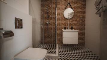 Apartamento clásico | Baño | Ducha y cabezal de ducha tipo lluvia